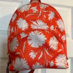 Kate Spade Orange and White Floral Backpack